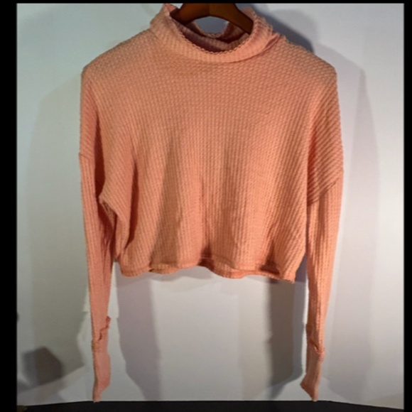 Wild Fable Long Sleeve Waffle Knit Crop Pullover Top/Sweater Peach Size S - NWT - Picture 1 of 15